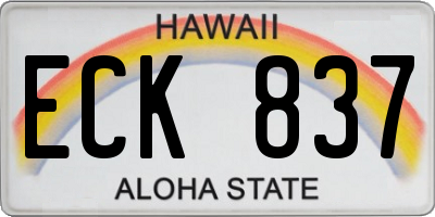 HI license plate ECK837