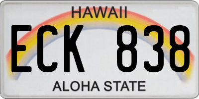 HI license plate ECK838