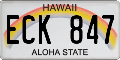 HI license plate ECK847