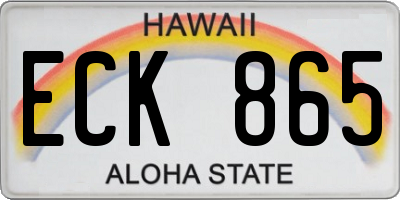 HI license plate ECK865