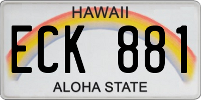 HI license plate ECK881