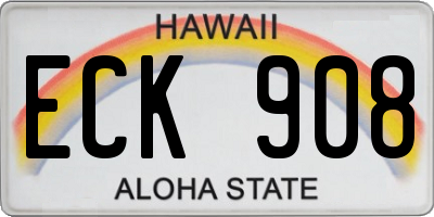 HI license plate ECK908