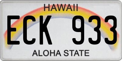 HI license plate ECK933
