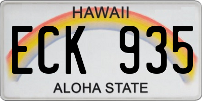 HI license plate ECK935