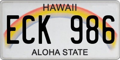 HI license plate ECK986