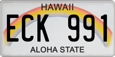 HI license plate ECK991