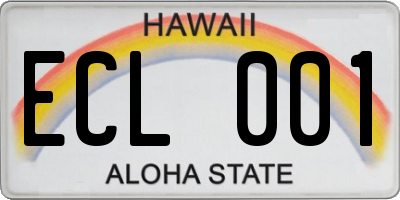 HI license plate ECL001