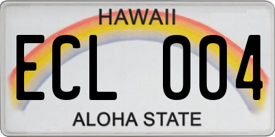 HI license plate ECL004