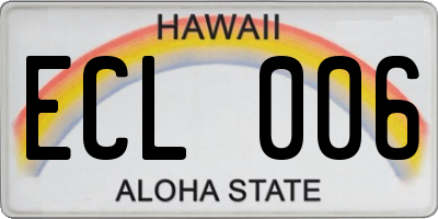 HI license plate ECL006