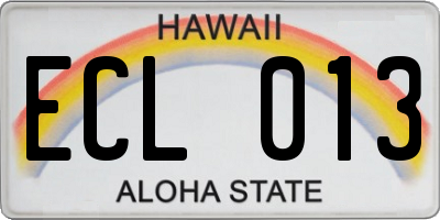 HI license plate ECL013