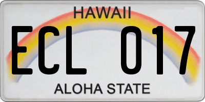 HI license plate ECL017