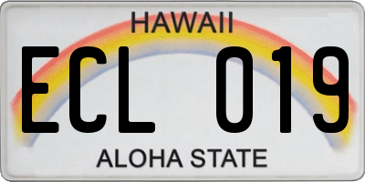 HI license plate ECL019