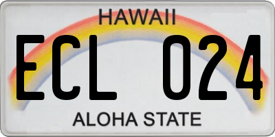 HI license plate ECL024