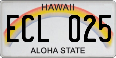 HI license plate ECL025