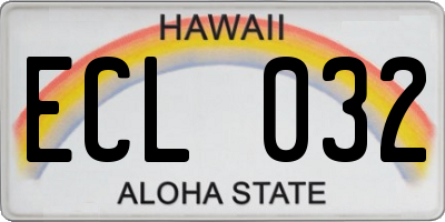 HI license plate ECL032