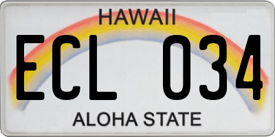 HI license plate ECL034