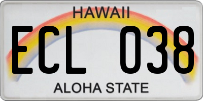 HI license plate ECL038