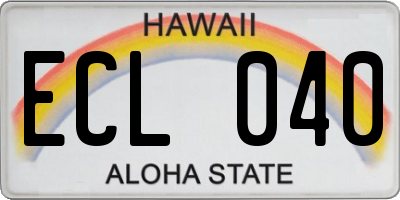 HI license plate ECL040