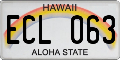 HI license plate ECL063