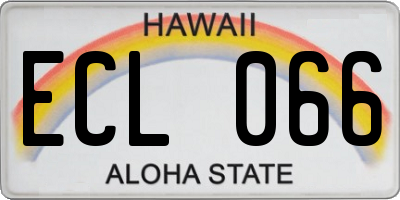 HI license plate ECL066