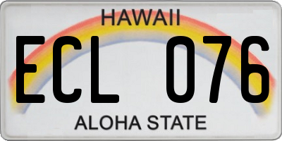 HI license plate ECL076