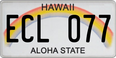 HI license plate ECL077