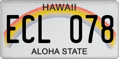 HI license plate ECL078