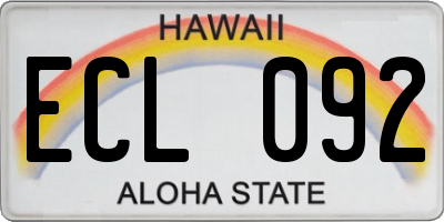 HI license plate ECL092