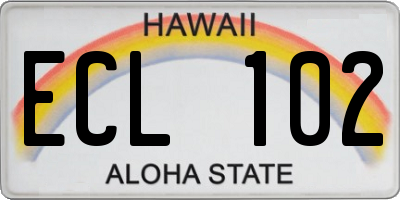 HI license plate ECL102