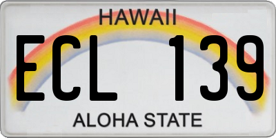 HI license plate ECL139