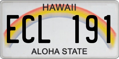 HI license plate ECL191