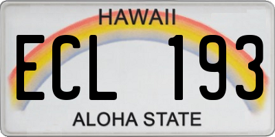 HI license plate ECL193