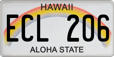HI license plate ECL206