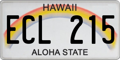 HI license plate ECL215
