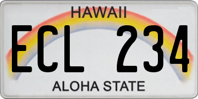 HI license plate ECL234