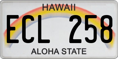 HI license plate ECL258