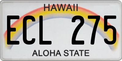 HI license plate ECL275