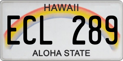 HI license plate ECL289