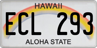 HI license plate ECL293