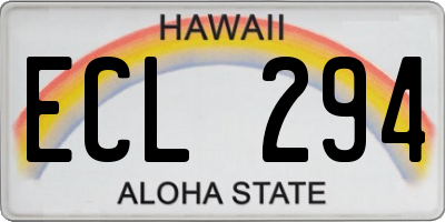 HI license plate ECL294