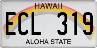 HI license plate ECL319