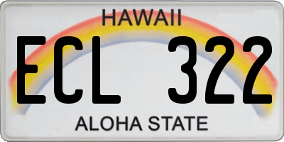 HI license plate ECL322