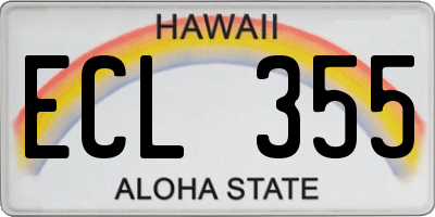 HI license plate ECL355