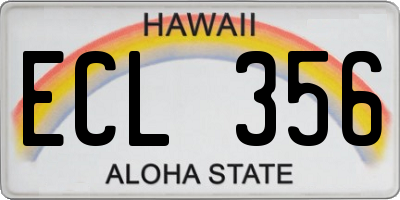HI license plate ECL356