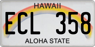 HI license plate ECL358