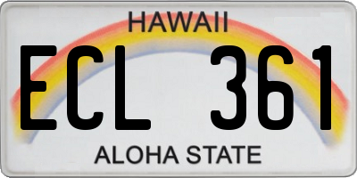 HI license plate ECL361