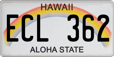 HI license plate ECL362