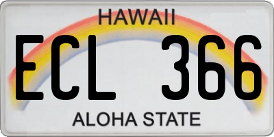 HI license plate ECL366