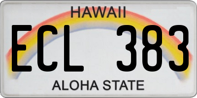 HI license plate ECL383