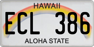 HI license plate ECL386